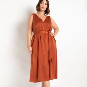 Belted Satin Midi Dress | NWT | Eloquii | 20